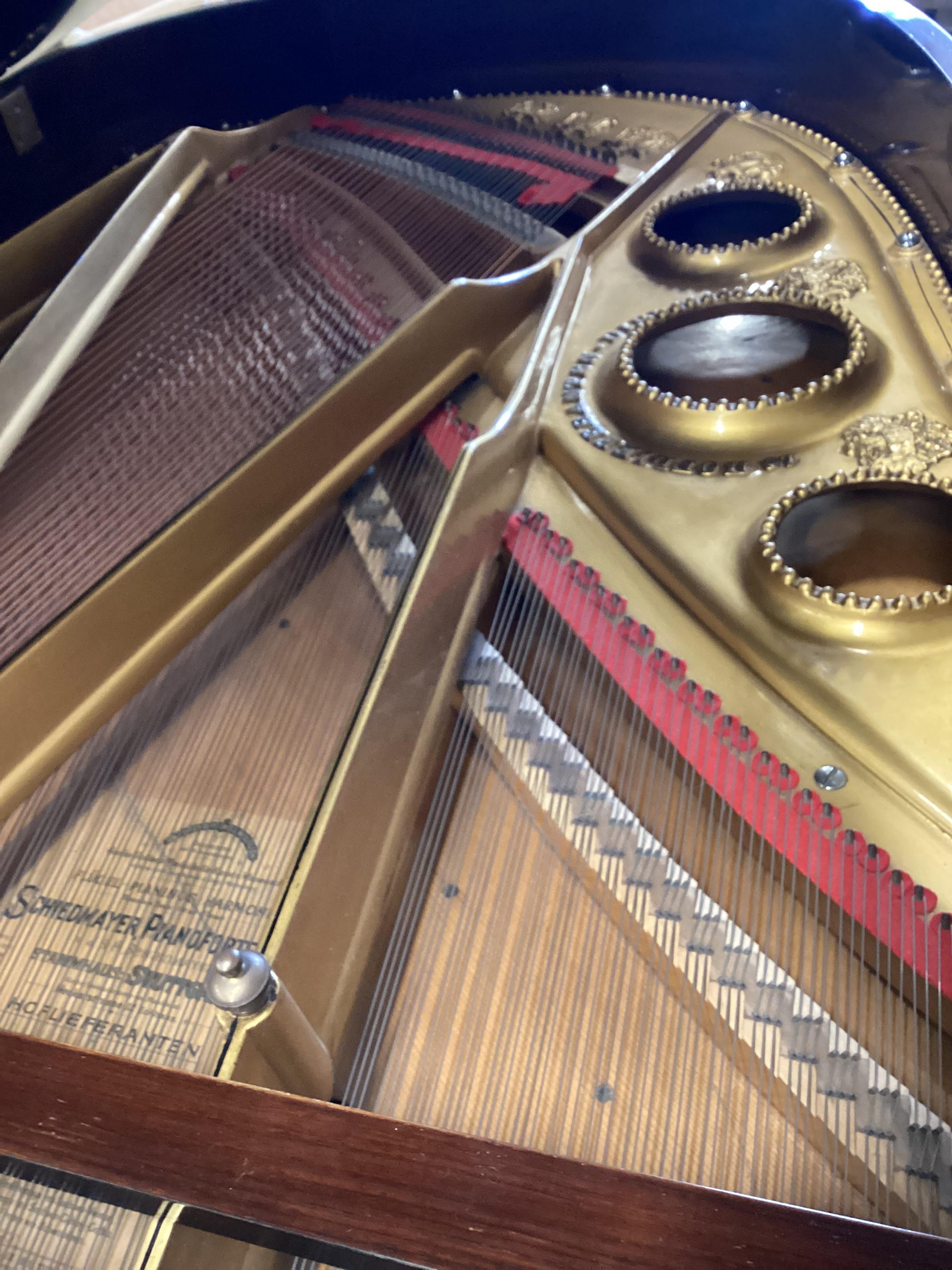 A Schiedmayer rosewood grand piano, circa 1935, length 194cm, width 152cm, height 99cm closed, together with a modern hinged box seat piano stool CITES Submission reference 2JRHUCGB